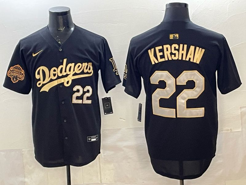Men Los Angeles Dodgers #22 Kershaw Black Gold Game 2026 Nike MLB Jersey 002->los angeles dodgers->MLB Jersey